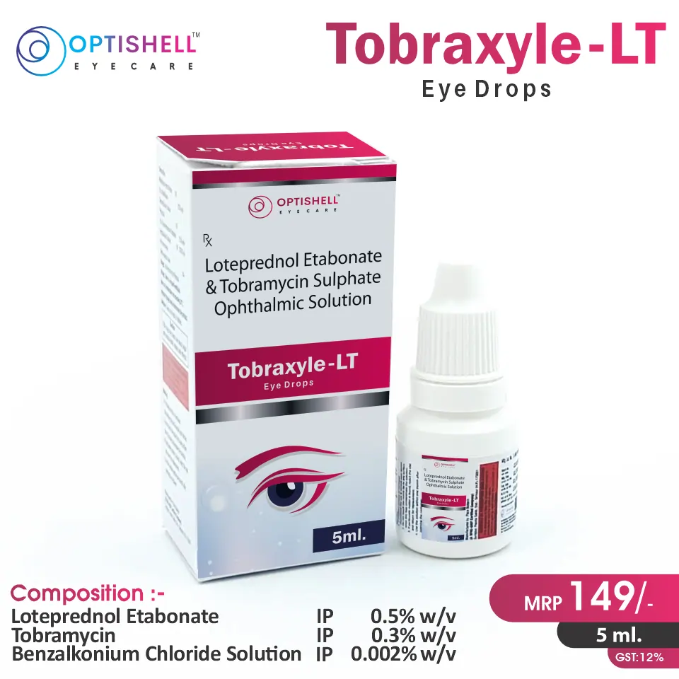 Loteprednol Etabonate + Tobramycin Eye Drop at the best price in PCD Pharma Franchise for Corticosteroid, Inflammation, and Infection Treatment.